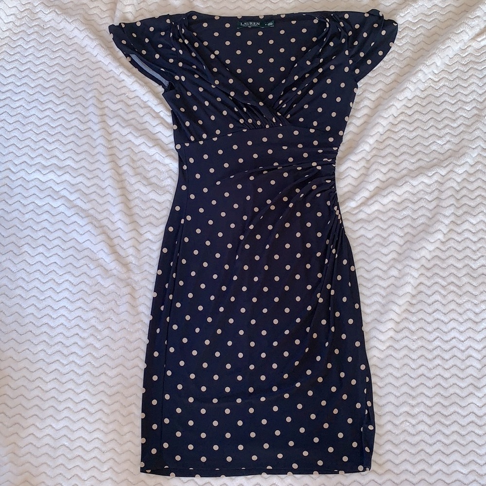 Ralph Lauren Navy and Cream Dot Retro dress 👗